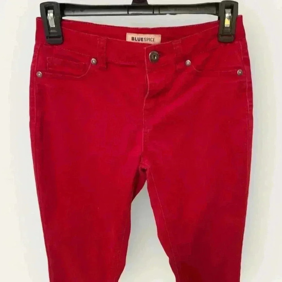 Blue Spice Women's Juniors Size 3 Straight Leg Skinny Red Jeans - Picture 3 of 12